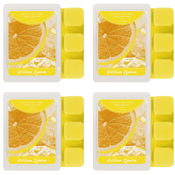 LA BELLEFEE Sicilian Lemon Scented Wax Melts – 4-Pack | A vibrant, refreshing citrus fragrance that energizes your home | Long-lasting wax melts for use in wax melt diffusers and oil burners