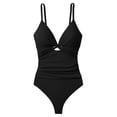 thumbnail image 1 of LA BLANCA Women's Black Stretch Twist Front Keyhole Cutout Sweetheart Neck Molded Cup One Piece Swimsuit 10, 1 of 5