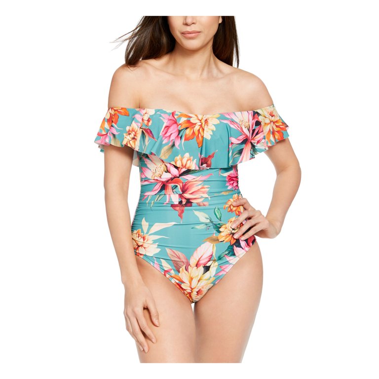 Women's Garden Floral Print Full Coverage One Piece Swimsuit