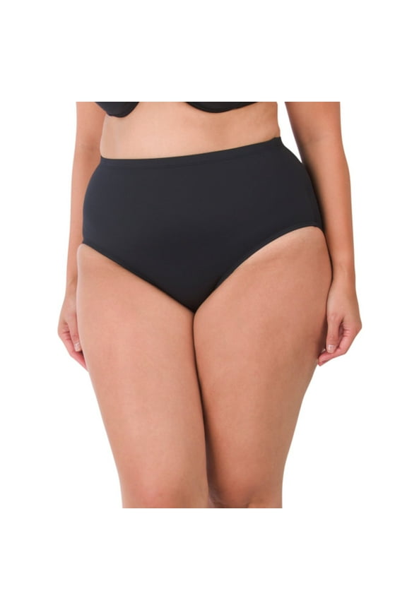 Women's Plus High Waist Island Swim Bikini Bottom-Black / 18W