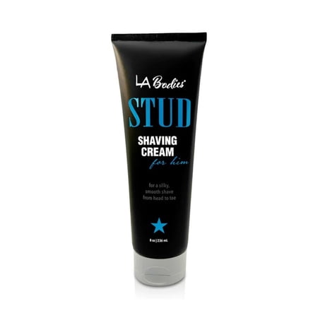 LA BODIES STUD Men's Shaving Cream with Aloe Vera, Coconut Oil, and Natural Ingredients, Non-Irritating Shaving Cream for Men – Skin Feeling Clean, Smooth, and Soft, 8 oz (236 mL) – Made in USA