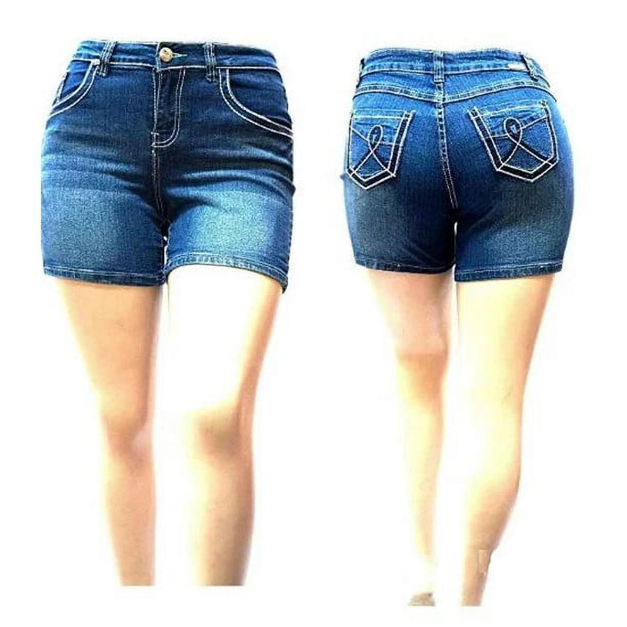 LA BONITA Women s Premium Plus Size Blue Denim Jeans Shorts Stretch Walmart