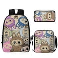 thumbnail image 1 of LA BU Backpack, 3Pcs Anime Cartoon Backpack Cute Bookbag Set with Lunch Box and Pencil Case, 1 of 5