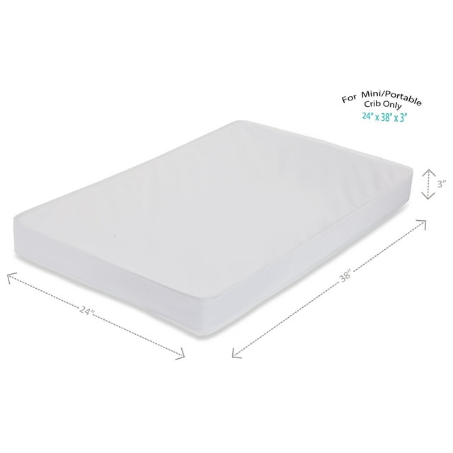 LA Baby 3" Waterproof Mini/Portable Crib Mattress Pad with Embossed