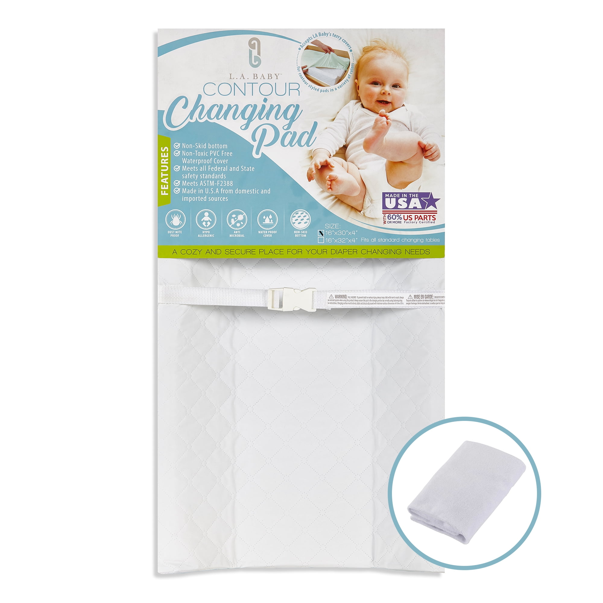LA Baby Combo Pack with 30 Contour Changing Pad and White Terry Cover