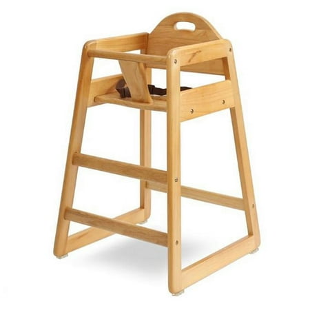 LA Baby Commercial Grade Stack-Able Solid Wood High Chair for Restaurant & Home Use - Natural