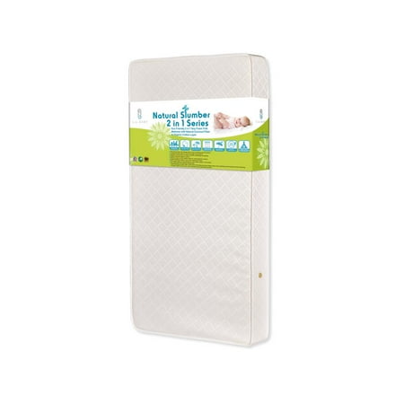 LA Baby Eco Friendly 2 in 1 Soy Foam Crib Mattress with Natural Coconut Fiber & Organic Cotton Layer, White