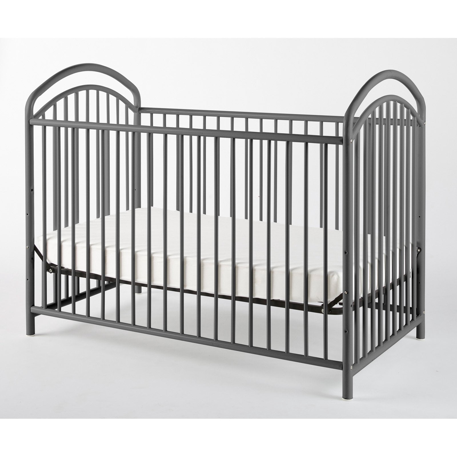LA Baby Mariposa 3 in 1  Full Sized Metal Crib, Pewter