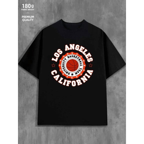 LA Basketball Tee for men Exercise 180G 100% Cotton black gym Dumbbell Original Unisex Shirt Cotton tshirts Fashion Unisex Shirt Graphic Tee tshirts