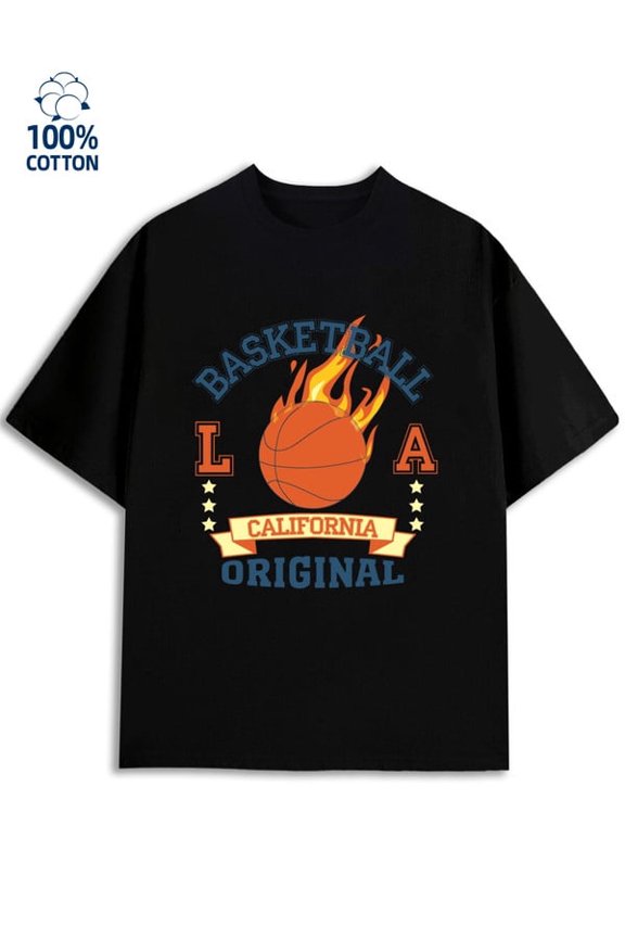 LA Basketball Tee men Los Angeles 180G Cotton black cut usa Retro Unisex Shirt Crewneck tshirts Classic Unisex Shirt Graphic Tee tshirts Trendy Unisex Shirt Sh