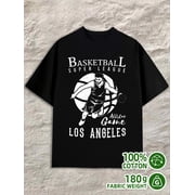 LA Basketball Tee mens 180G 100% Cotton black Fashion Unisex Shirt Short Sleeve tshirts Casual Unisex Shirt Printed tshirts Fashion Unisex Shirt Graphic tshirts