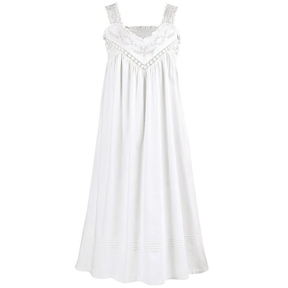 LA CERA Womens Cotton Nightgown Summer Nightgowns for Women 100% Cotton Chemise - White - 1X