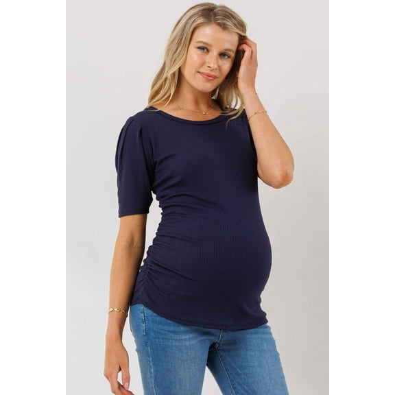 LA CLEF SOLID BUBBLE SLEEVE TOP