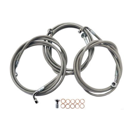 LA Choppers LA-8050B16 Stainless Steel Brake Line Kit - 15-17in. Ape Hangers