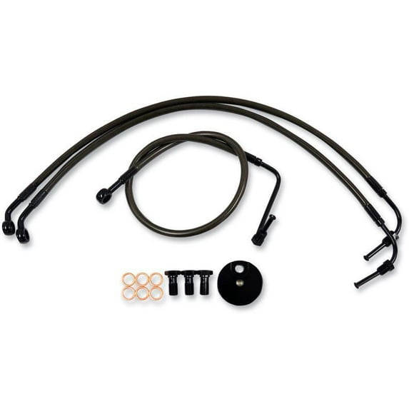 La Choppers LA-8052B13M Midnight Braided Brake Lines - 12in.-14in. Ape Hangers