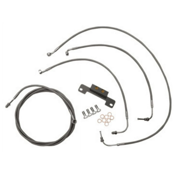 LA Choppers LA-8055KT-13B Standard Handlebar Cable/Brake & Clutch Line/Wire Kit - Black Vinyl/Stainless Braided