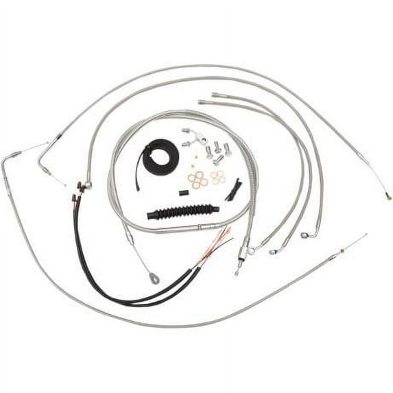 LA Choppers LA-8123KT2-13 Complete Handlebar Cable/Brake & Clutch Line/Wire Kit - Stainless Braided