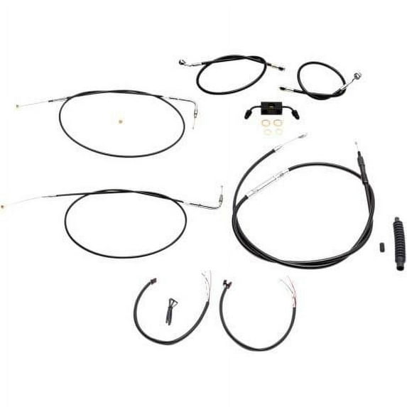 LA Choppers LA-8231KT2-13B Complete Handlebar Cable/Brake & Clutch Line/Wire Kit - Black Vinyl/Stainless