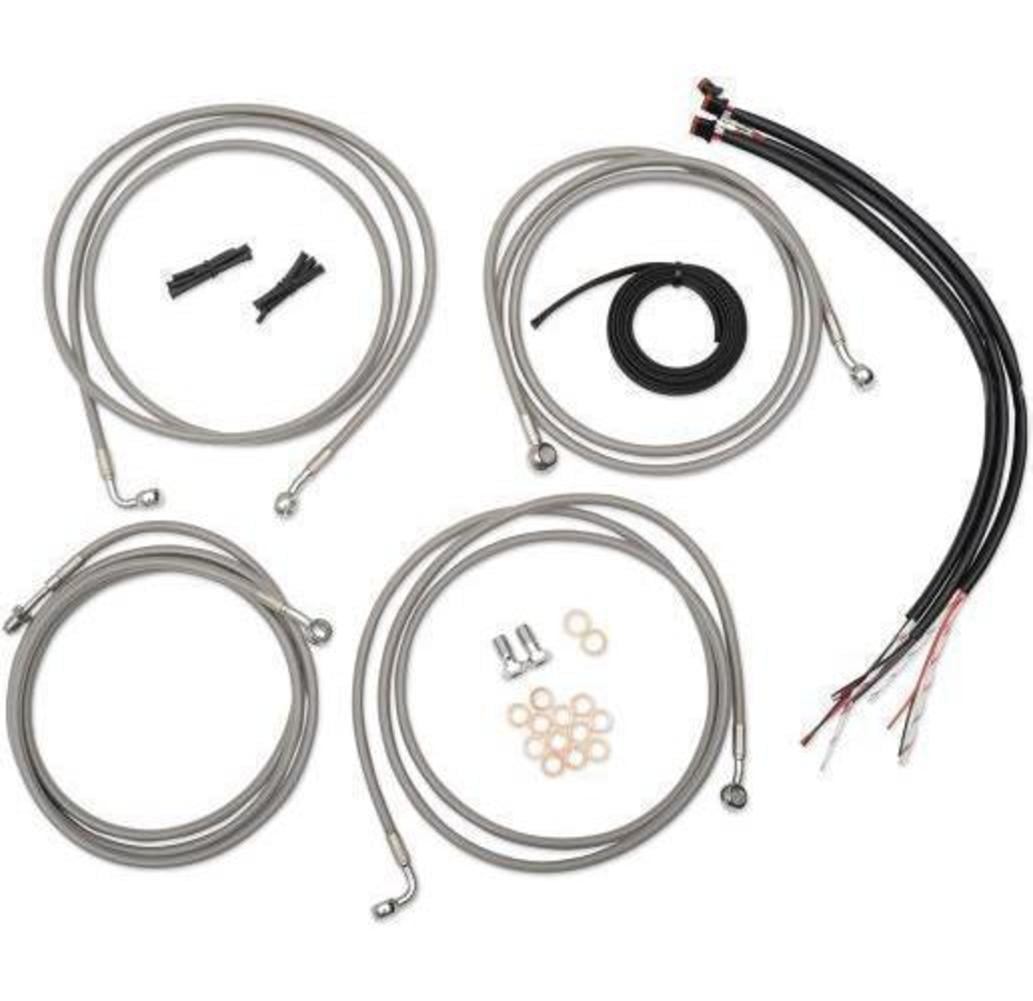 LA Choppers LA8321KT208B Complete Handlebar Cable and Brake Line Kit Black Vinyl/Stainless