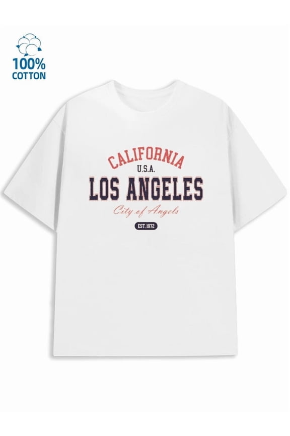 LA City Tee men Los Angeles 180G 100% Cotton white 79 cut Classic Unisex Shirt Short Sleeve tshirts Basic Unisex Shirt Graphic Tee tshirts Vintage Unisex Shirt Short Sleeve tshirts
