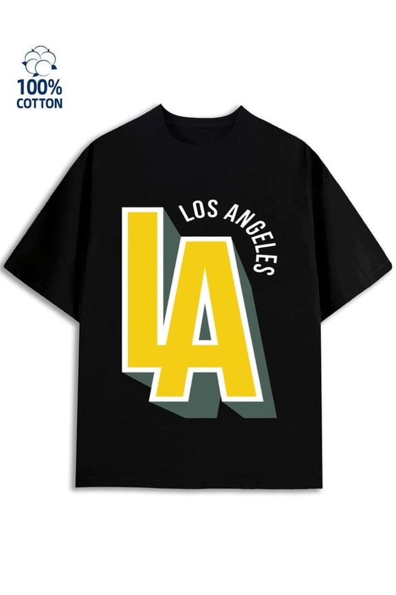 LA City Tee men's Los Angeles 180G 100% Cotton black graphics cut Vintage Unisex Shirt Crewneck tshirts Original Unisex Shirt Printed tshirts Fashion Unisex Shirt Graphic Tee tshirts