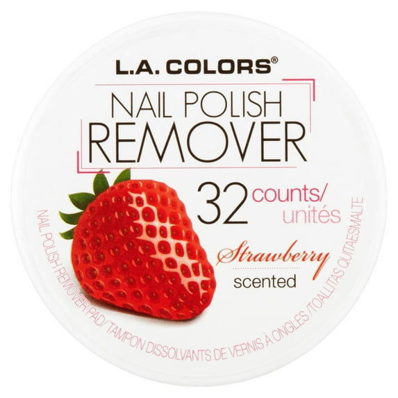 LA Colors Scented Nail Polish Remover Pads, Strawberry, 32 Ct
