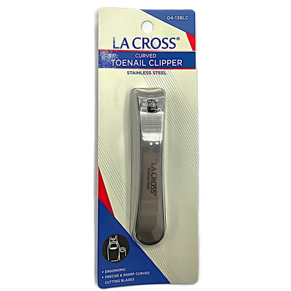 LA Cross Curved Toenail Clipper, Stainless Steel Precision Toenail Clippers for Thick Nails and Routine Nail Care