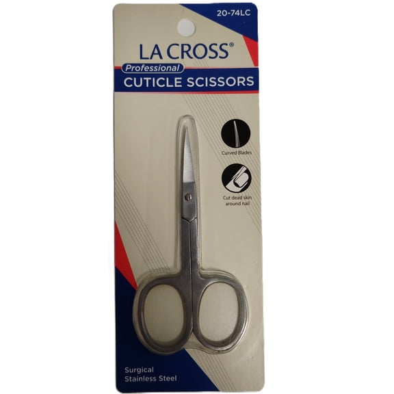 LA Cross Professional Cuticle Scissors, Precision Stainless Steel Nail and Cuticle Trimming Scissors for Manicure and Pedicure Care