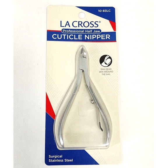 LA Cross Professional Half Jaw Cuticle Nipper, Precision Stainless Steel Cuticle Trimmer with Diamond Ground Blades for Manicure and Pedicure