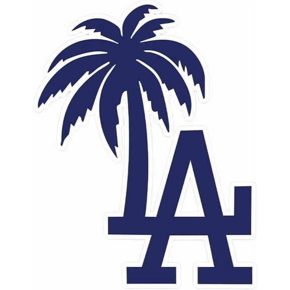 LA Dodgers Letters Vinyl Sticker Blue Palm Style Baseball Decal, Waterproof and Durable Sport Fan Sticker for Laptops, Car Windows, Skateboards, Notebooks, Lockers (6" x 4")