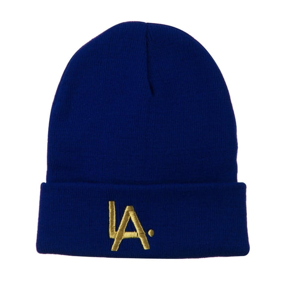 LA Embroidered Long Beanie - Royal OSFM