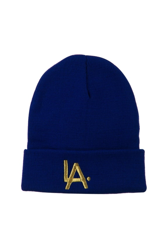 LA Embroidered Long Beanie - Royal OSFM