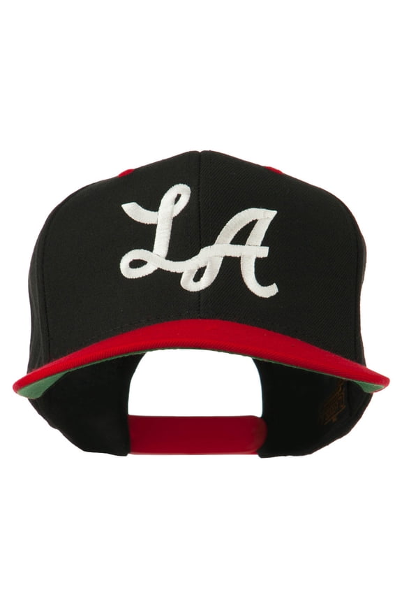 LA Embroidered Snapback Cap - Black Red OSFM