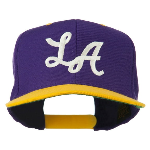 LA Embroidered Snapback Cap - Purple Gold OSFM