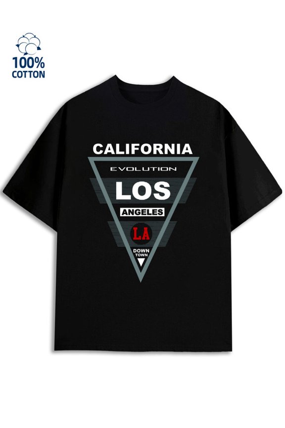 LA Evolution Tee men Los Angeles 180G 100% Cotton black cut graphics Retro Unisex Shirt Cotton tshirts Trendy Unisex Shirt Short Sleeve tshirts Basic Unisex Shirt Short Sleeve tshirts