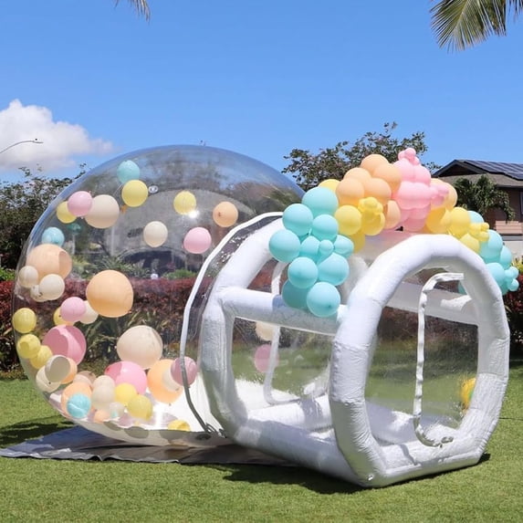 LA FEIER 10FT Inflatable Bubble Tent House Outdoor Transparent Commercial Grade Tarpaulin PVC Tent Bubble Clear House with Blower Clear Dome Balloon Garden Tent