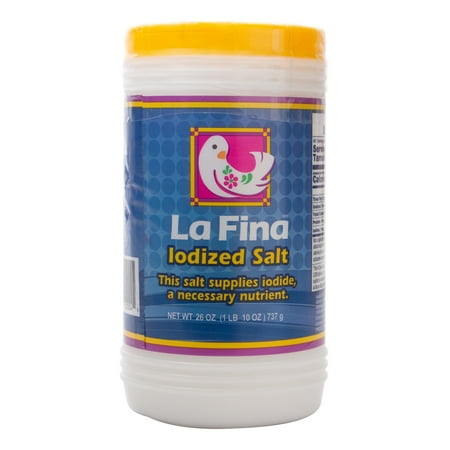 La Fina Iodized Table Salt, 26 oz Canister