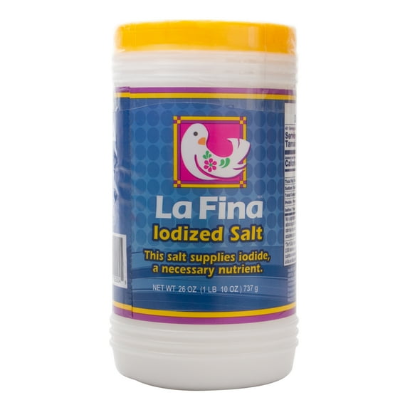 La Fina Iodized Table Salt, 26 oz Canister