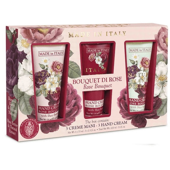 LA FLORENTINA ITALIAN NATURE LUXURY BOX ROSE BOUQUET 3 HAND CREAM