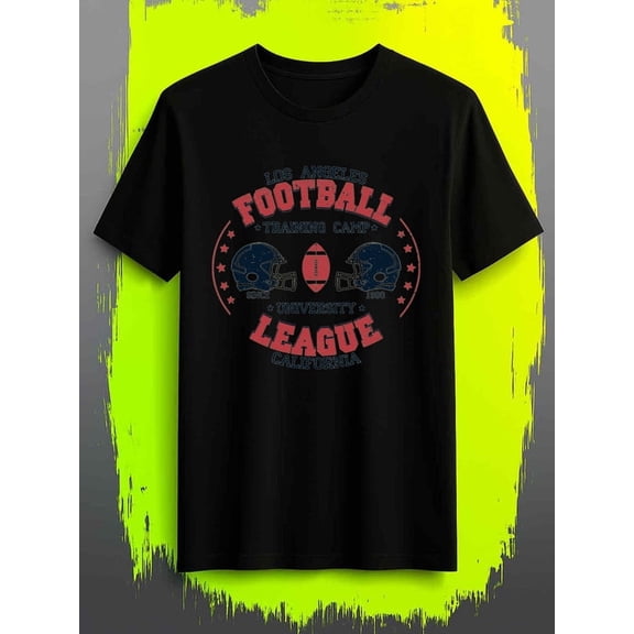 Greenink LA Football Camp mens Exercise 180G 100% Cotton black basketball Running Fashion Unisex Shirt Graphic Tee tshirts Unique Design Unisex Shirt Short Sleeve tshirts