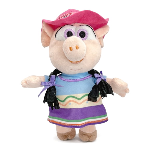 LA GRANJA DE ZENÓN Doña Pancha Musical Pig Plush Toy, Soft Farm Animal Stuffed Animal with 3 Songs & 3 Phrases, Shiny Braids, Batteries Included, 11.81-inch