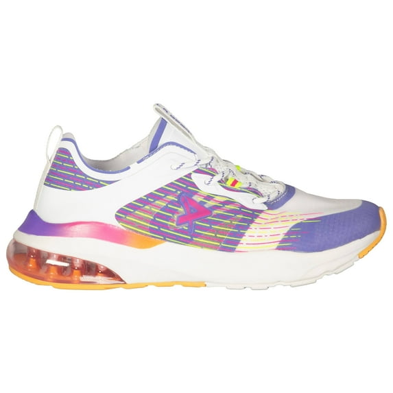 LA Gear Women's Artesia Lowtop Athletic Sneakers, White & Purple & Orange