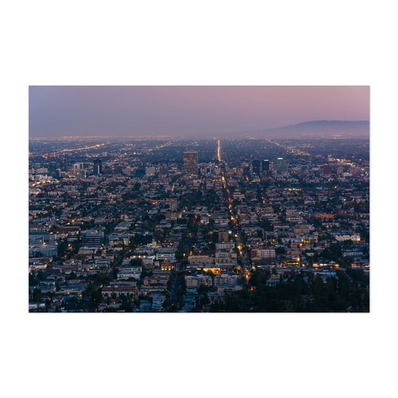 LA from Griffith Observatory - Los Angeles California Photography Cityscape Skyline Nightlife Architecture Landscape Scenic Unframed Wall Art Print 4 x 6 inches