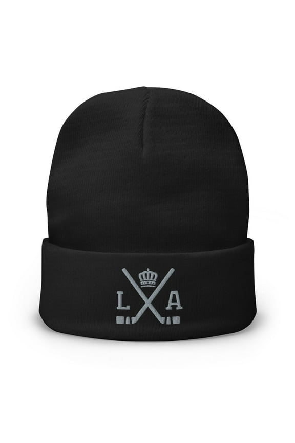 LA Hockey Sticks Retro Los Angeles Winter Beanie Cap Hat (Black)