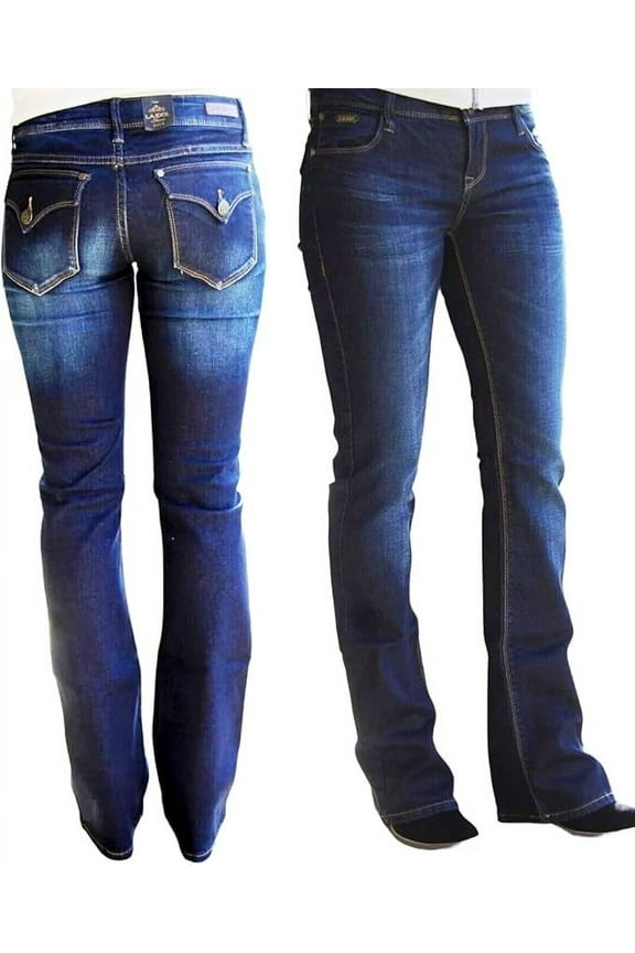 Women's Mid Rise Bootcut Stretchy Denim Jeans Pants