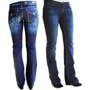 LA Idol Womens Mid Rise Bootcut Stretchy Denim Jeans Pants