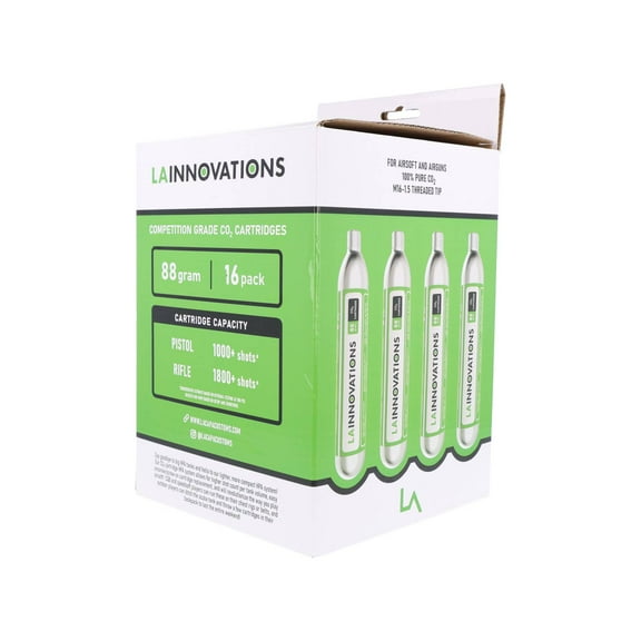 LA Innovations 88g CO2 Cartridges for Airsoft / Airgun (16 pack)