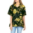 thumbnail image 1 of LA LEELA Button Down Shirt for Women Casual Holiday Summer Beach Party Blouse Shirt Collared Blouses Short Sleeve Button up Tee Hawaiian Shirts for Women S Monstera Leaves, Black, 1 of 5