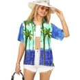 thumbnail image 1 of LA LEELA Button Down Shirt for Women Casual Summer Beach Party Blouse Shirt Hawaiian TShirts Short Sleeve Dress Shirts Tops Blouses for Women M Tall Branch, Bright Blue, 1 of 5