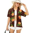thumbnail image 1 of LA LEELA Button Down Shirt for Women Summer Beach Party Short Sleeve Blouse Shirt Dressy Button up Dress Shirts Hawaiian T Shirts for Women L Hibiscus Palm, Red, 1 of 4